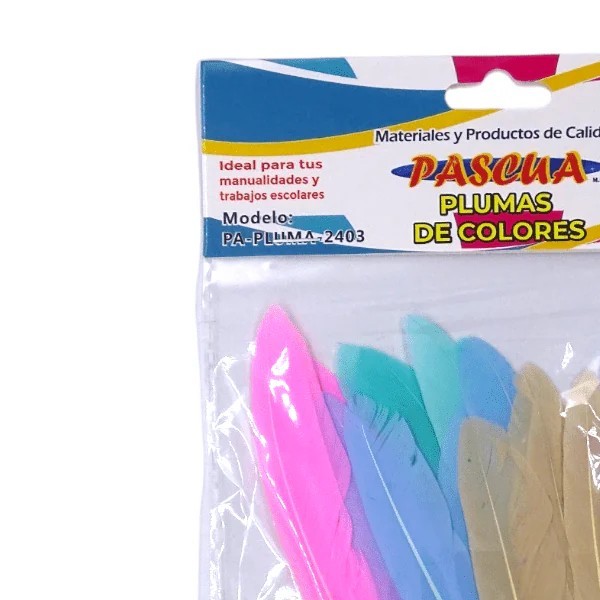 PLUMAS PASCUA COL.PASTEL SURTIDO PLUM2406 BOL.C20 E12